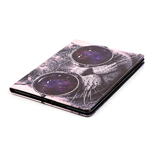 iPad Air 2 Hülle,iPad 6 Case,iPad Air 2 Ledertasche – Felfy PU Ledertasche Luxe Bookstyle Flip Standfunktion Magnetverschluss Ledertasche Muster Eule Schmetterling Pfingstrose AugeBunte Malerei Retro Painted Abdeckung Schutzhülle Ablösbar Handliche Case Tasche Etui für Apple iPad Air2 (iPad 6)(Domineering Katze) + 1 x Schwarz Stylus + 1 x Farbe Eule Dust Plug - 5