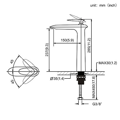 Homelody Chrom Wasserhahn Waschtischarmatur hoch Waschbecken Armatur mischbatterie Waschbeckenarmatur Einhebelmischer Badarmatur für Bad - 5