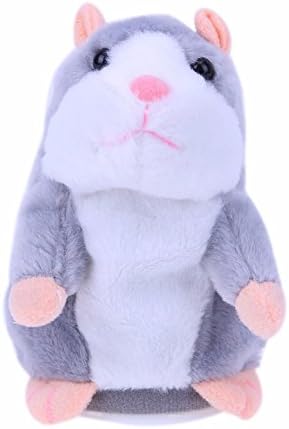Mimicry Pet Talking Animal Toy Electronic Hamster Repeats What You Say, Pet Talking Plush Buddy Toy Kid Gift (Gray)