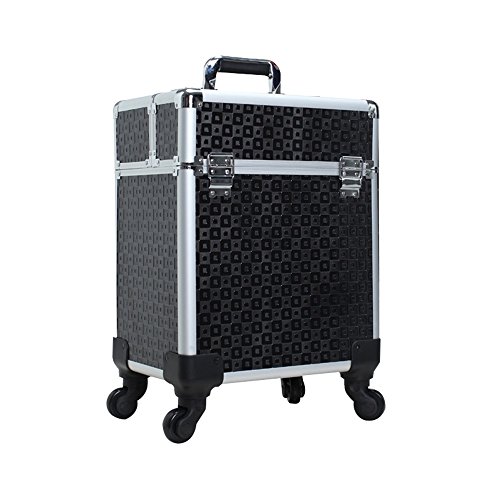 SAILUN® Cosmetic Case Beauty Maquillaje Trolley con ruedas telescópicas y dobles 340 * 240 * 410mm (Negro)