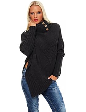 Mississhop Poncho Strick Sweatshirt Pullover Umhang Überwurf Einheitsgröße 36 38 40 S M L 11 Farben