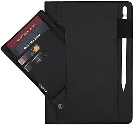 'CMAI2 iPad Pro 10.5 Case Genuine Leather Stand Function Credit Card Passport Pouch Photo Pocket Pen Holder black