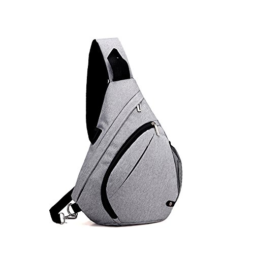 doxungo Unisex Sling de mochila Puerto USB multifuncional bolso bandolera hombre mujer para tiempo libre Viajes Senderismo Ciclismo, gris claro