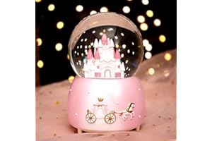IEASEY LED Lichtwechsel Schneekugel Musik Spieluhr Burg Schneekugel mit Schneeflocken Glas Glitzerkugel Nachtlicht Traumkugel Büro Home Dekoration Kinder Mädchen Geschenk für Geburtstag Weihnachten