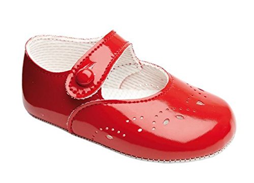 Zapatos merceditas para bebé Early Days Baypods, cierre con agujero y botón, diseño de pétalos, color Rojo, talla 19 EU  Niño