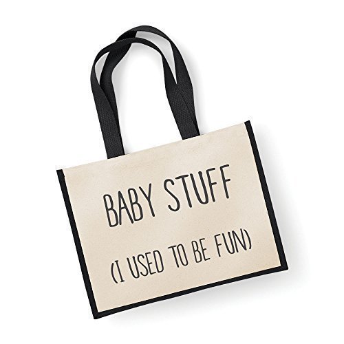Large Jute Bag Baby Stuff I Used To Be Fun Black Baby Bag Mothers Day New Mum Birthday Christmas Present