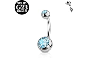 FunZing Titanio Piercing ombelico argento 6mm 8mm 10mm 12mm 14mm 16mm bar lunghezza piercing ombelico titanio donne 1 pezzo 14G solido titanio Piercing ombelico rosa blu CZ anelli ombelico