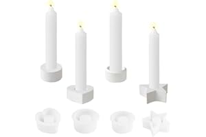 JIAHUADE Silikonform Kerzenhalter,Gießform Kerzenhalter,4 Stück Silikonform Gießformen Weihnachten,Kerzen Formen Stern,Harz Epoxid Stabkerzenhalter silikonform,DIY Silikon Kerzenformen Sterne Rund etc