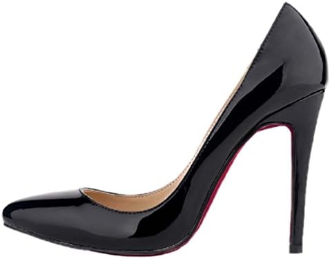 HooH Women's Pointed Toe Stiletto High Heel Pumps Red Sole-Black-37