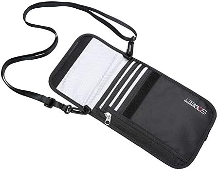 RFID Blocking Passport Pouch / Travel Wallet for Men Women - Multiple Neck Wallet with Zip and Hidden Wallet for Security
