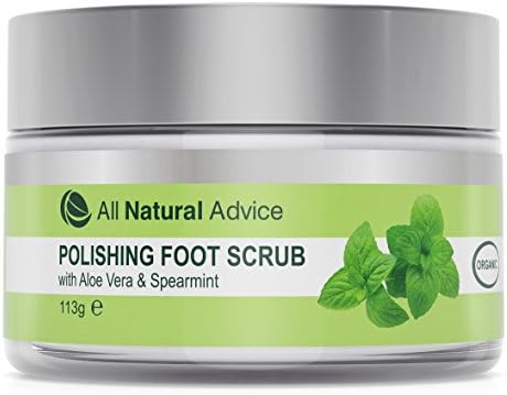 Foot Scrub Polisher with Pumice and Aloe | Canadian Made | Organic | Smooths Dry, Calloused Feet | Deep Exfoliation with Soothing Relief | Peppermint and Tea Tree Oils | 120 ml | by All Natural Advice