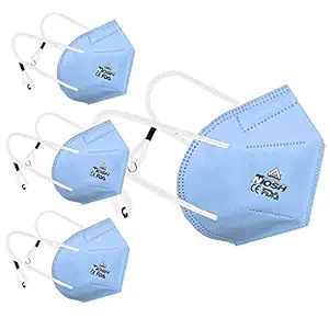 AIRCROSS N-95 Reusable, Washable,5 layer protection,elastic straps, Skin Friendly and comfortable to wear for Men, Women and Kids (4 PIECE,HEAD MOUNT MASK,BLUE)