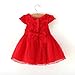 Pandaren® infant baby girl summer red spotted roses short sleeve dress skirt (Red) (6-12 months)