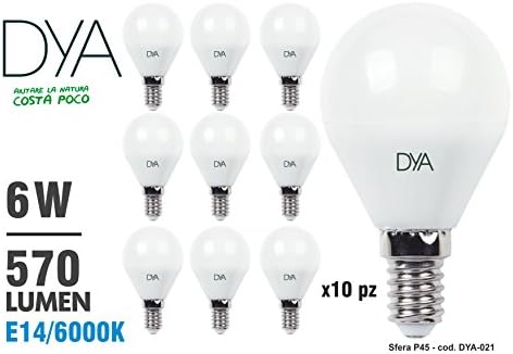 Set of 10 LED Golf Ball G45 LED Bulbs, E14, Cold Light 6000K