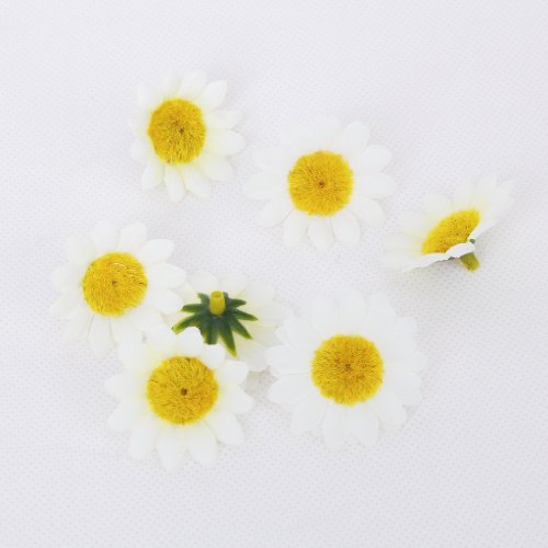 100x Künstliche Gerbera Blumen Köpfe für DIY Hochzeit (Weiß) - 6