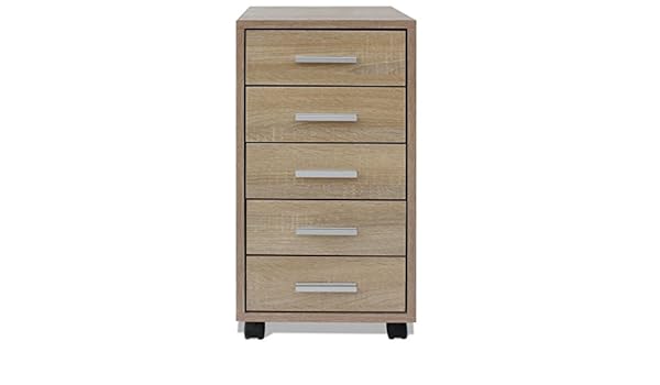Festnight Chest Of Drawers 5 Drawers Storage Cabinet With Castors