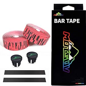 NO LOGO 2150 * 30mm Road Bike Bicycle Handlebar Tape Non-Slip Camouflage Cycling Handle Belt Cork Wrap With Bar Plugs 8 Type (Color : Red Black)