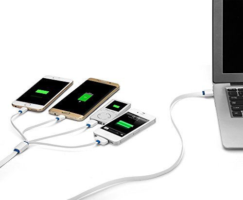 Ladekabel 4 in 1 USB Kabel Datenkabel Multi Mehrfach Adapter Kabel für iPhone 6s, Plus, 5, 8 Pin -IOS 9 – iPhone 3, 4 30 Polig – Micro USB Samsung, Sony, LG, Nokia, HTC, etc. – Micro USB 3.0 Samsung Galaxy S6, Note 3 etc. / in Schwarz von OKCS - 3