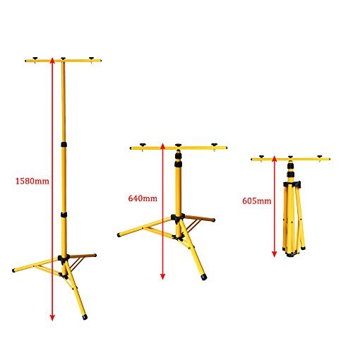 VINGO® 20w 2x LED Baustrahler Strahler Außen Scheinwerfer Kaltweiß + Doppelt Teleskop Stativ IP65 - 7