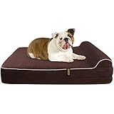 [Gesponsert]KOPEKS Groß Hundebett für L Hunde Orthopädischer Schaumstoff mit Formgedächtnis 91 x 71 x 15 (cm) Plus das Kissen - L Dog Bed Brown