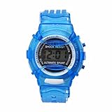 Rcool Langlebige jungen Mädchen Kinder Schüler wasserdichte Digital Silikon Armbanduhr Blau