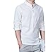 Produktbild Yazidan Mode Männer Flachs Lange Ärmel Slim Fit Beiläufig T-Shirts Solide Bluse Oben Gentleman Outfits Kleider Oberteile Pure Farbe Oberbekleidung Taste Clubkleidung Herbst Polo Hemd(Weiß,XL)
