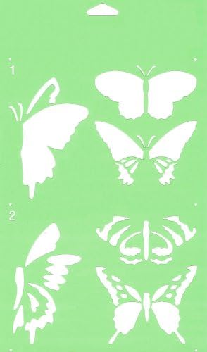 30cm x 17.5cm Reusable Flexible Plastic Stencil (2 STEPS) for Cake Design Decorating Wall Home Furniture Fabric Canvas Decorations Airbrush Drawing Drafting Template - Butterfly Butterflies