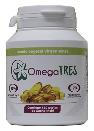 Omega 3-6-9 en perlas de aceite de SACHA INCHI virgen extra, 93% omegas, 120 PERLAS