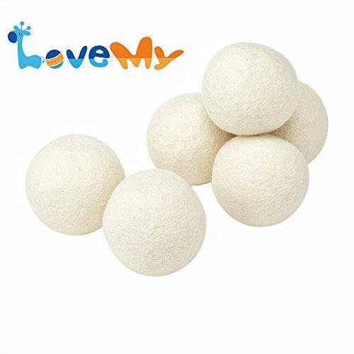 LOVE MY - 100% Premium Organic Felt Wool Dryer Balls - SOLID - No Fillers like Cheaper Brands, Four Extra-large Premium Quality By Heart Felt ~ Save Time and Money ~ Naturally Soften Laundry ~ Eliminate Static ~ Eco-friendly Materials and Design ~ Perfect for Cloth Diapers or Daily Laundry ~Must Have for Cloth Diaper Laundry Detergent (Handmade, Eco-friendly, Baby Safe,Reusable,All - Natural Fabric Softener)(5 Pack+1 free Wool Dryer Balls) - Perfect For Baby Gift Baskets