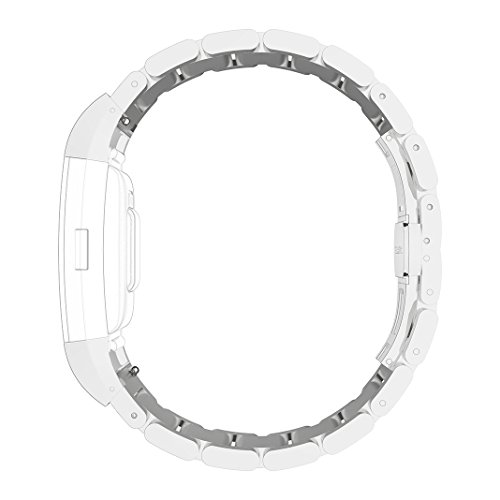 Für Fitbit Charge 2 Armband Rosa Schleife® Smart Watch Band Edelstahl Keramik armbänder Wrist Strap Uhrenarmband mit Schmetterlings Metallschließe und Schnalle Ersatzarmband Replacement Wristband für Fitbit Charge 2 Smart Fitness Watch Zur Herzfrequenz und Fitnessaufzeichnung - 6