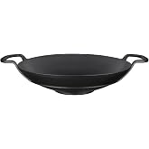 Lava Casting Wok Pan with Metal Handle, 38cm, Black