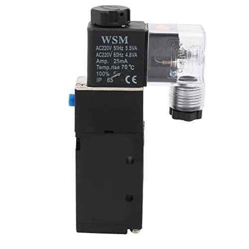 sourcingmap 4V210-08 AC 220V 2P 5 Way Single Head Neutral Electric Solenoid Air Control Valve