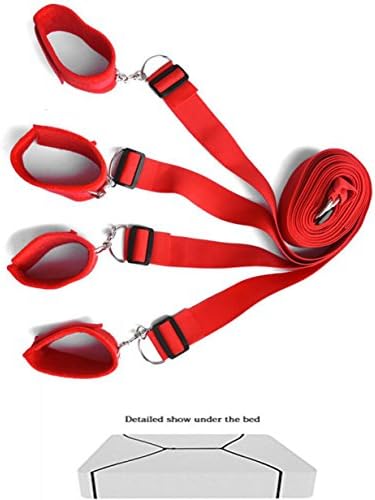 Under the Bed Props-Bed Tied limit Bound with Straps -Restraints Bundled Props For Couples Play (Red)