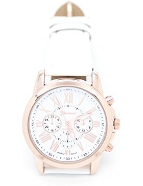 Amonfineshop(TM) Neue Damenmode Genf römischen Ziffern-Leder Analog Quarz Armbanduhren