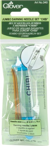 Clover Juego de Agujas para Zurcir, Acero, Azul, 16x5.5x3 cm, 2 Unidades