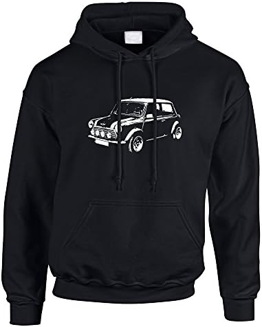 Mini Cooper Mens Hoodie Sweatshirts Hooded Sweater Hoody Austin Retro Car TS444, L, Black, Front Printed Logo