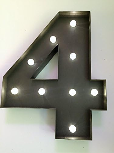 HLS LED Letter 4 in Rusty Brown Effect - 33cm (13") Metal LED Marquee Light Up Sign in in Rusty Brown Effect