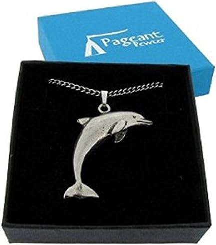 Fine Quality English Pewter Pendant Necklace Gift, Dolphin Design