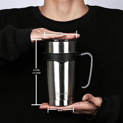 Onebttl Woda 20oz Doppelwandiger, Isolierbecher Edelstahlbecher Trinkflaschen Thermobecher + einfach zu greifendem Henkel + Flip-Top auslaufsicher Deckel + Edelstahl Trinkhalm - 7