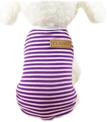 OUUD Crasy Shop Fashion Stripes Pet Dog Summer T-Shirt Vest Sleeveless Tank Top for Small Medium Puppy Dogs Cats (M, Purple)