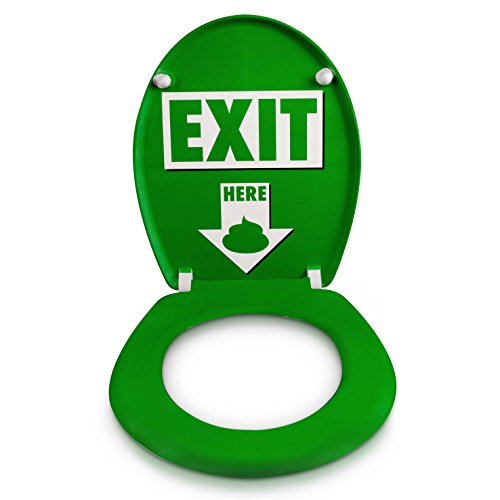 Premium WC Sitz mit Absenkautomatik – „Exit Here“ Design – Toilettendeckel aus Duroplast inkl. Montagesatz – VENKON - 3
