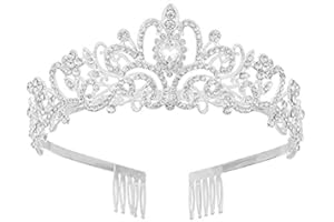 HPMAISON Corona nuziale in cristallo Donna Ragazze Strass Tiara con pettine Fascia per capelli Principessa Regina Prom Nuziale per la festa di compleanno Halloween Costume natalizio Regali Gioielli
