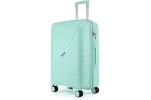 Fly Kite Luggage 20 Inch Cabin Suitcase 100% Polypropylene Hard Shell with Aluminium Trolley Handle, Real TSA Secure Lock 3 Digit 360° Smooth Wheels Lightweight Suitcase|Green