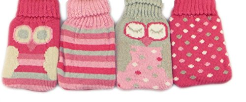 Pink Owls, Spots & Stripes Knitted Cover Reusable Gel Hand Warmer: Single