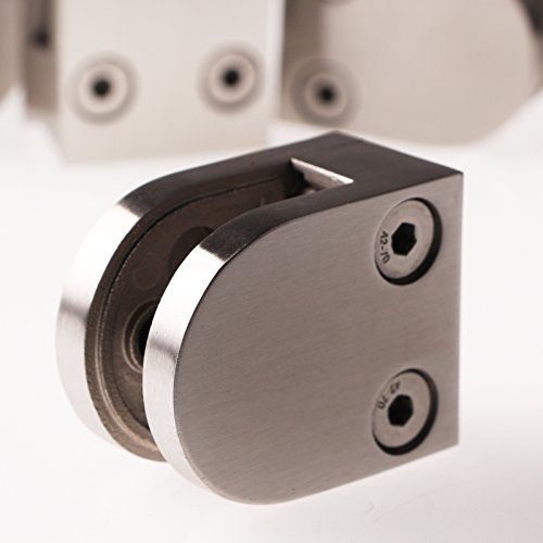 PRIOstahl® GLASHALTER | 4 STÜCK | Edelstahl | 50 X 40 x 26 mm | Glasklemme , Anschluss Flach | Glas 6 mm Geländer Glasklemmhalter