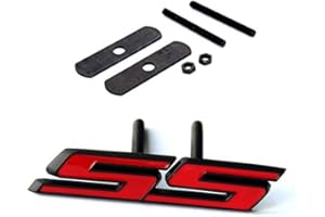 SANUCARAOFO Sanucar 1 OEM Noir Grille SS Emblème badge 3d pour Camaro SS Chevy Sierra Plat Rouge mat