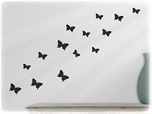 wallfactory - wall decal - 15 high-quality Butterflies (S2XS) in black