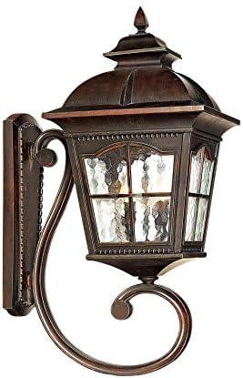 Wall Light Exterior Outdoor Lantern Aluminum Brown Gold Rustic Wall Lantern with Water Glass 4*40W E12 Bulb 1861A