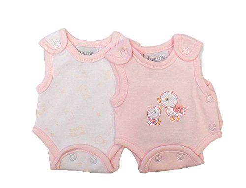 Premature Incubator Tiny Baby 2 Pack 'Mummy Bird & Chick' Design Body Vest - PINK (4lbs/1.8kg)