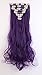 S-noilite Fashion 8 Piece Clip in Hair Extensions Long Full Head 18 Clips 24 inches Curly Black Purple